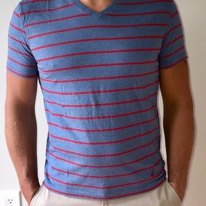Nautica Blue And Red Striped Tee